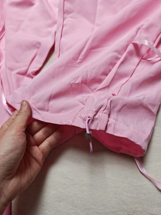 Różowe spodnie damskie baggy luźne z wstążkami nowe