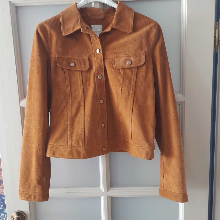 LEE zamszowa skórzana kurtka pilotka boho camel