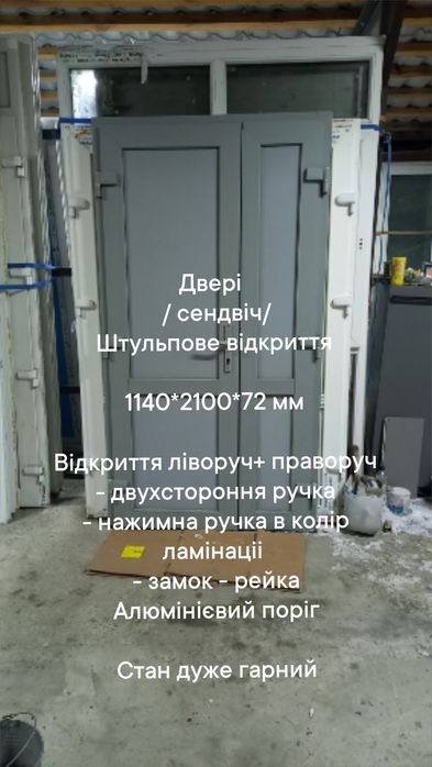 Окна , двери 760*2000мм открытие влево Сендвич( термопанель)