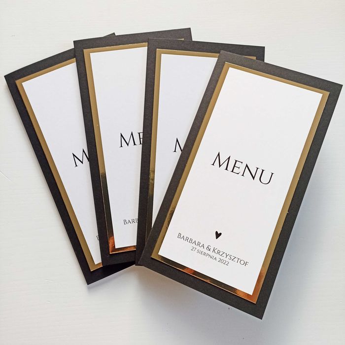 Menu weselne w stylu GLAMOUR czarno-złote