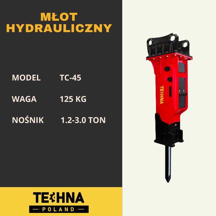 Młot hydrauliczny MINIkoparka 1.2-3.0 ton Techna TE-45 146 kg Jcb CAT