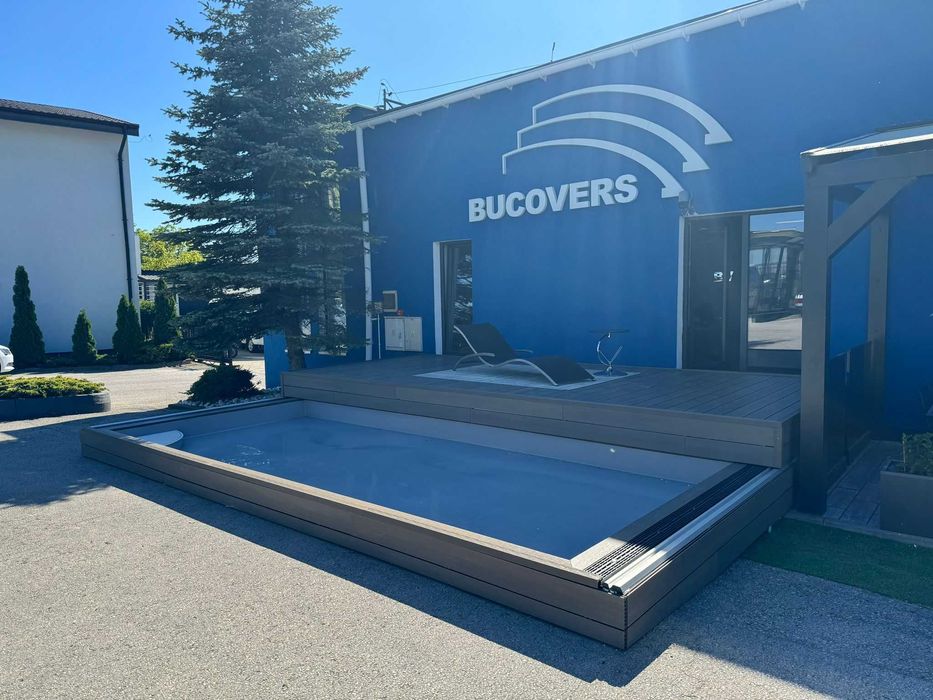 Mobilny taras / zadaszenie basenowe / konstrukcja ogrodowa