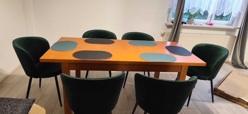 Stół rozkładany krzesła 6 szt 140-180 x90 wysoki 75