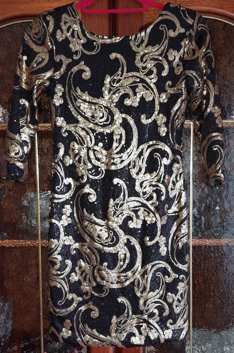 Cekinowa piękna zlota sukienka Sylwester Danity r.XS/ S