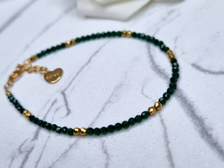 Bransoletka zielone cyrkonie