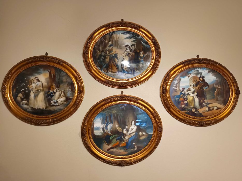 Conjunto de 4 quadros ovais: "4 estações"