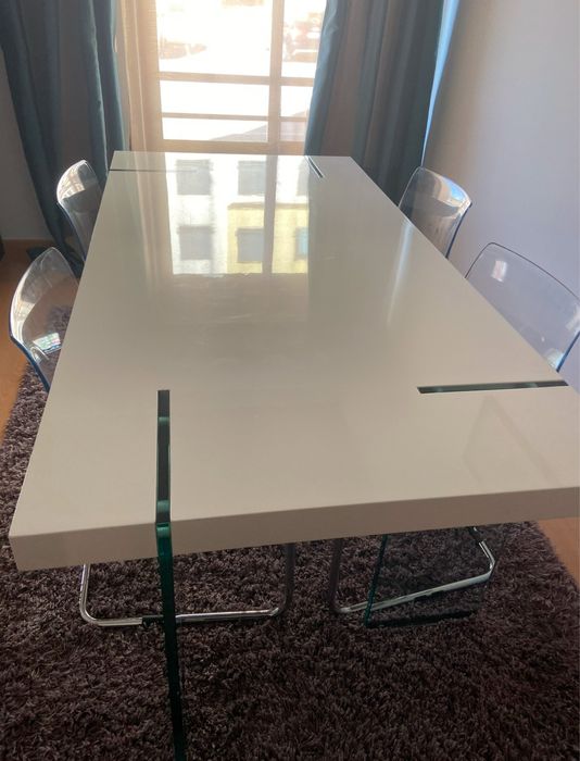 Mesa e 4 cadeiras ikea acrilico transparente 1,90cm c 90cm