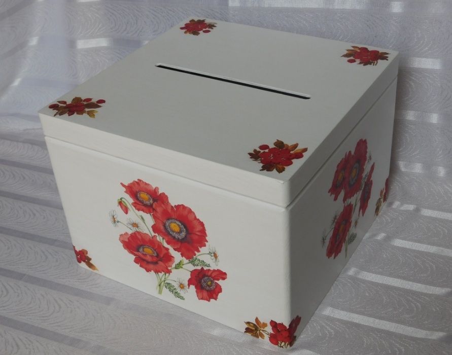 pudełko skrzynka na koperty- decoupage
