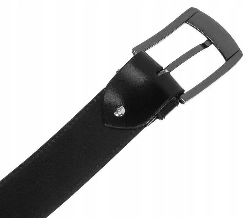 szeroki, skórzany pasek męski z metalową klamrą - rovicky 95