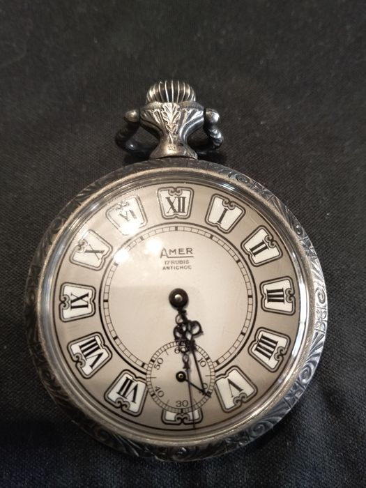 Relógio de Bolso, em prata.