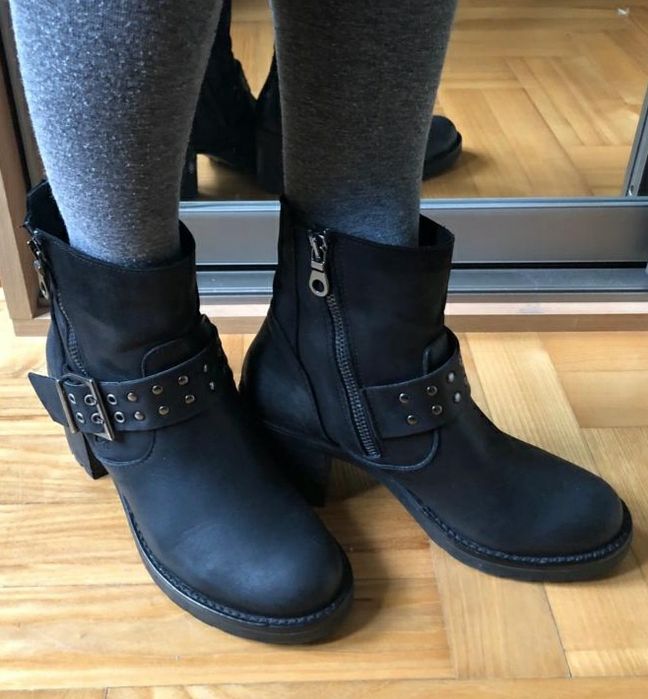 Botki skórzane styl rockowy r. 36 stan idealny
