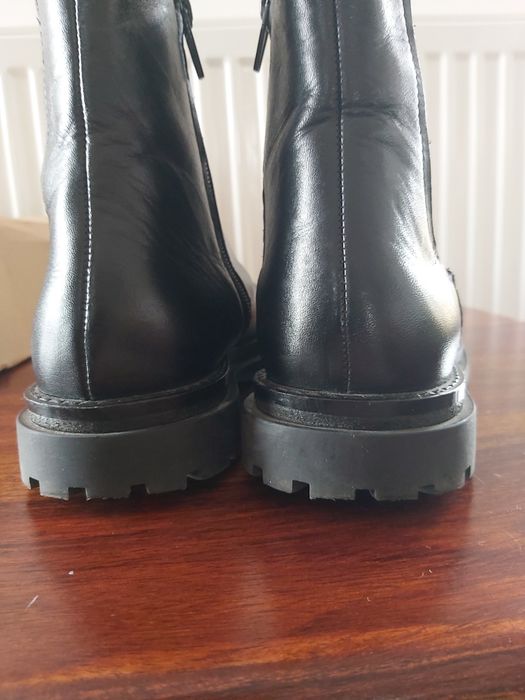 ZARA*skórzane czarne klasyczne botki sztyblety r.34