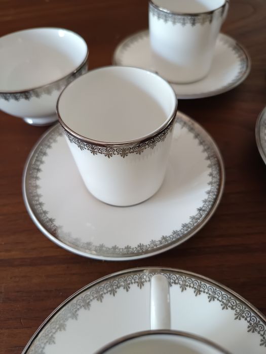 Royal Grafton Swan Lake Conjunto café branco e prata