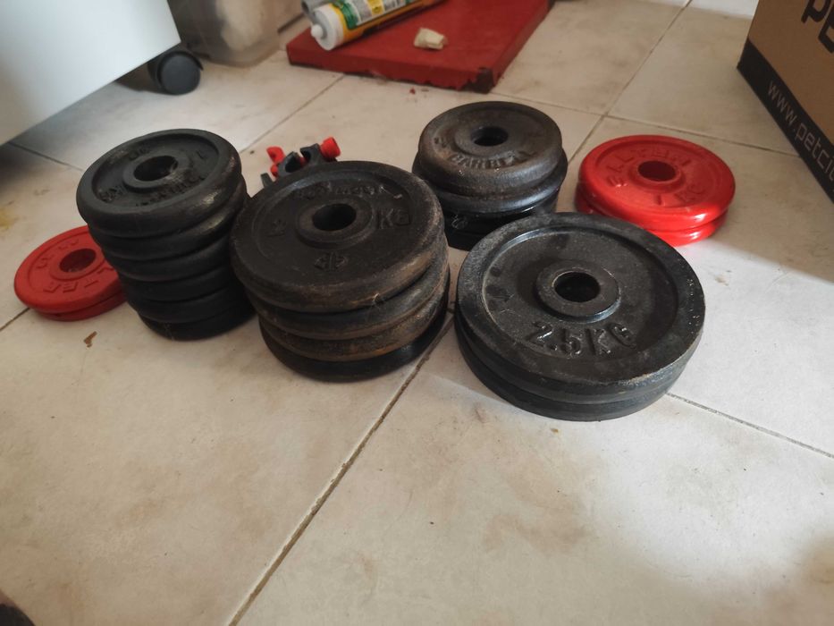 Vendo Lote de pesos para musculação