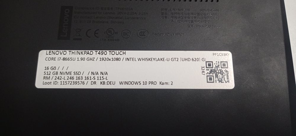 Lenovo ThinkPad T490 z ładowarką