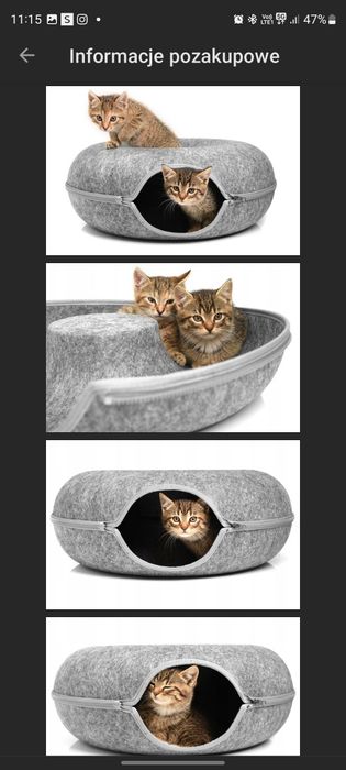 Legowisko dla kota donut duże okrągłe otwierane filcowe