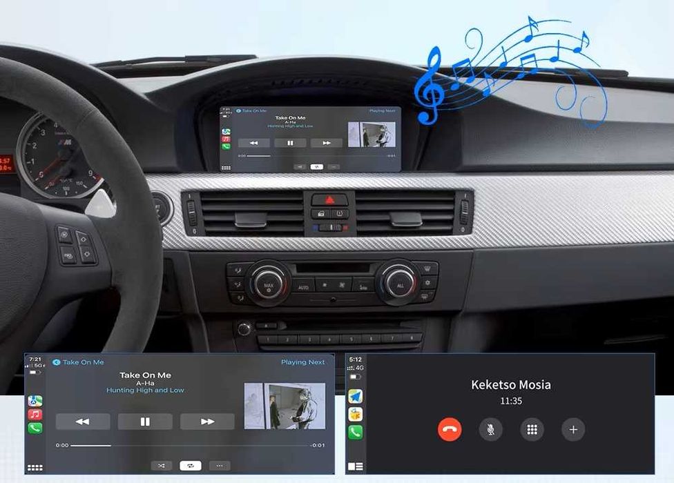 CarPlay Android Auto Radio DAB+ Opcja GPS Nawigacja WiFi 4G MP3 MP4 YouTube Bluetooth Pełny Android BMW 5 E60 E61 E63 E64 BMW 3 E90 E91 E92 E93