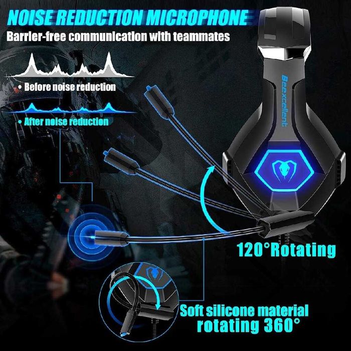 Słuchawki Gamingowe Nauszne LED Beexcellent GM-6 Mikrofon Jakośći 7.1