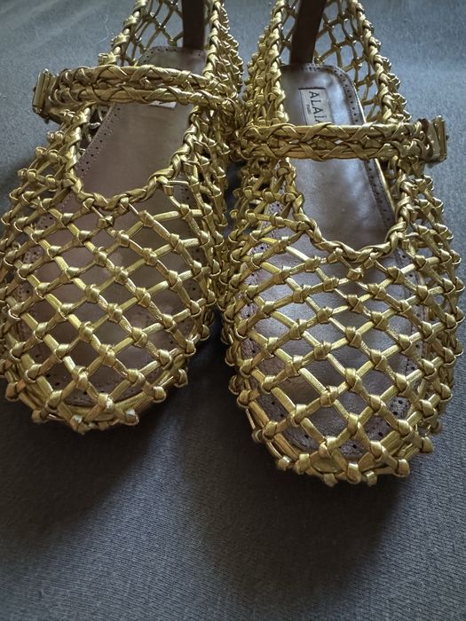 Baleriny Alaia zlote 38 skóra
