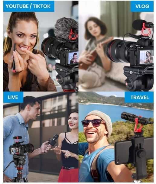 Microfone para Maquina fotografica SLR telefone ou PC com acessorios MOUKEY MCm-1