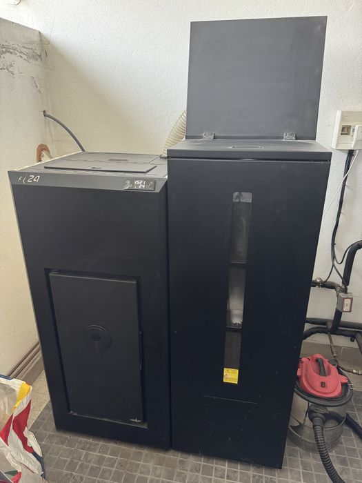 Caldeira a pellets ferlux F24 + Silo 160kg + ventilo convector solius