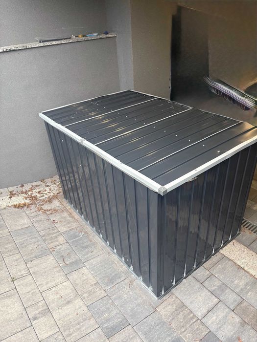 Skrzynia ogrodowa , narzędziowa blaszana olbrzymia  149 x 99 x 93 cm  transport