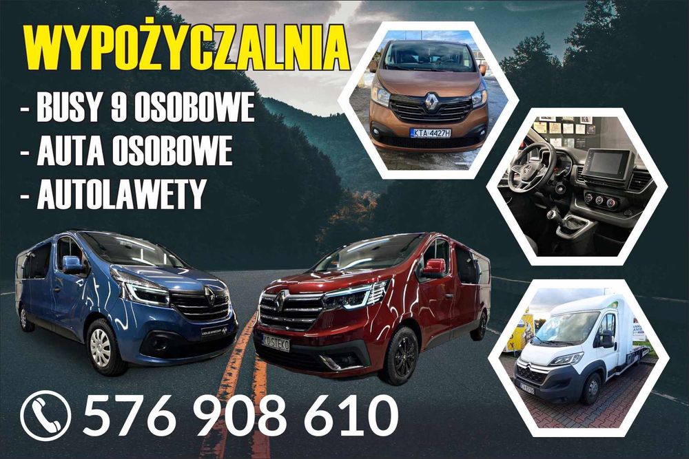 Wypożyczalnia Wynajem Busów 9 osobowych i osobówek krótko i długotermi