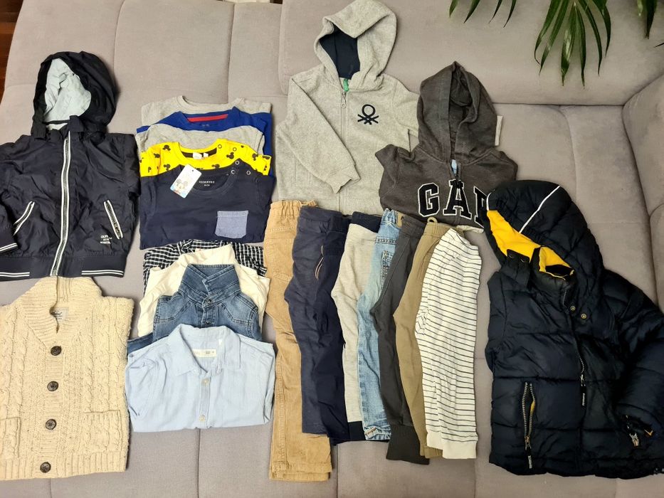 Paka ubrań rozmiar 92, 98 + kurtka zimowa