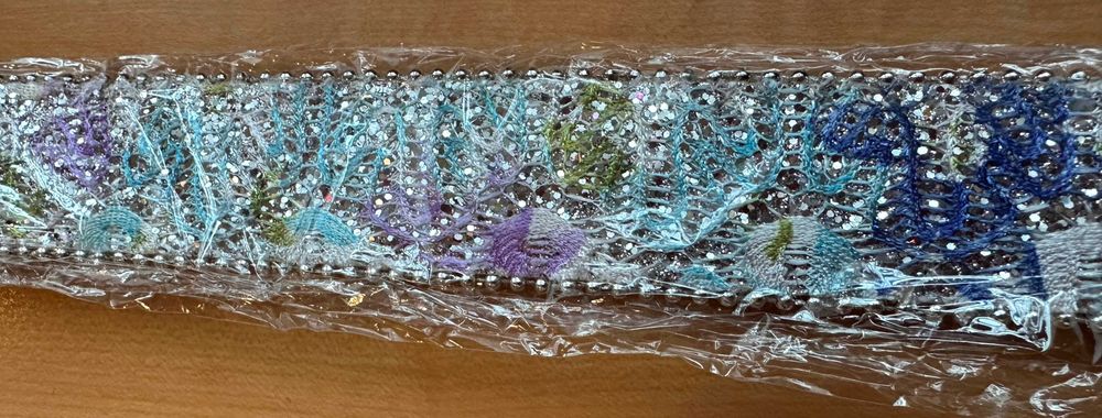 PASEK damski haft z brokatem do sukienki BOHO/ PIN UP niebieski ~85