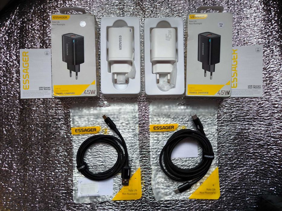 Essager кабель USB-TypeC TypeC-TypeC 120W 240W зарядное устройство 45W
