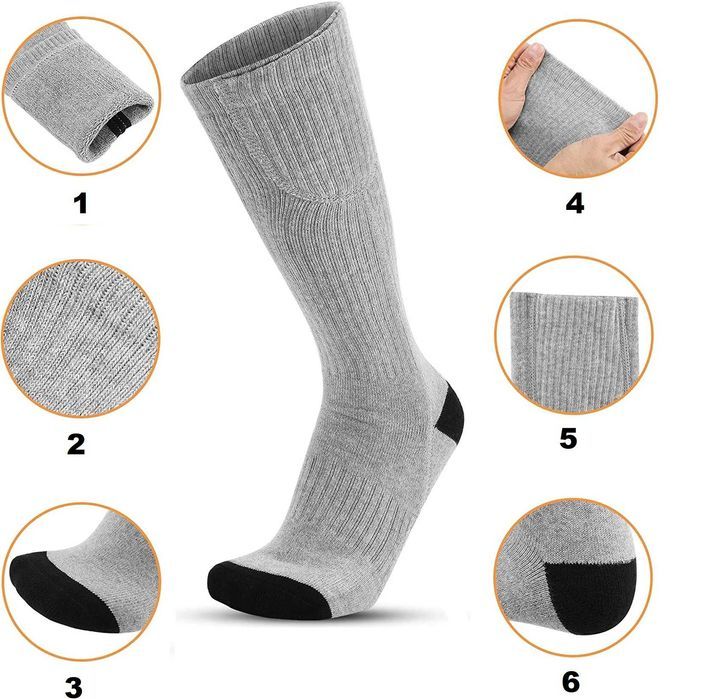 Podgrzewane skarpety elektryczne szare getry bawełniane