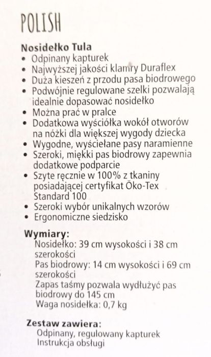 Nosidełko ergonomiczne baby TULA Baby Carrier