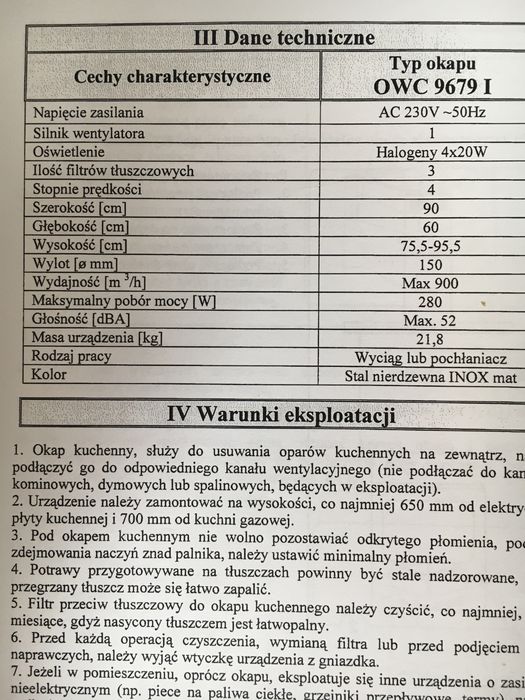 Okap wyspowy, inox, Amica, duży
