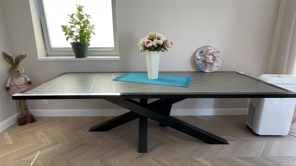 Duży stół 260 × 110 cm – nowoczesny, designerska czarna podstawa