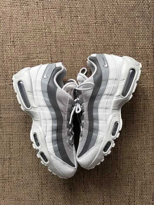 (БЕЗ ПЕРЕДОПЛАТИ) Nike Air Max 95 Grey White найк ейр макс 95 сірі білі кросівки сітка