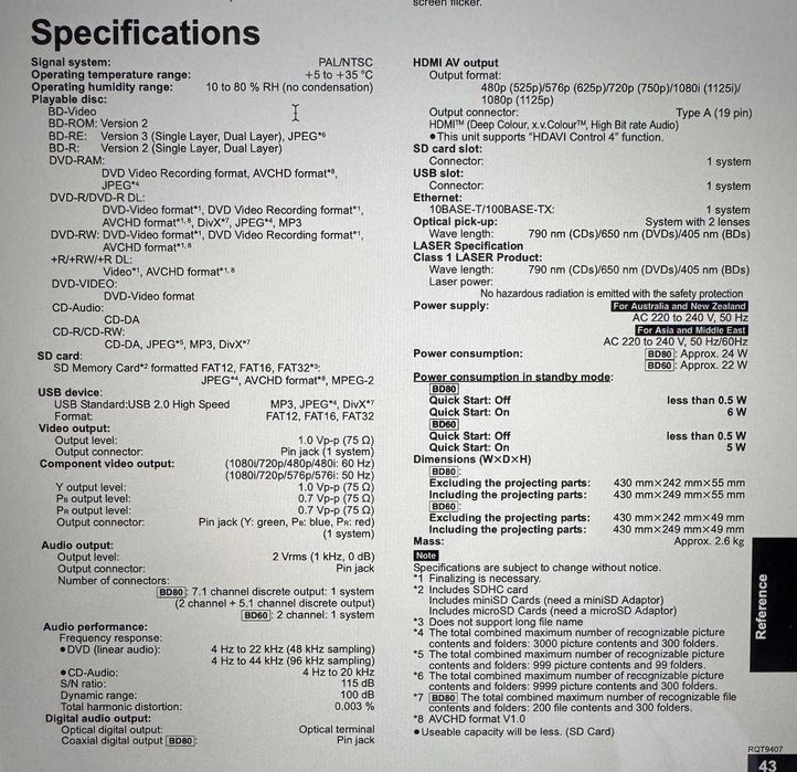 Leitor de Blu-ray Panasonic DMP-BD80