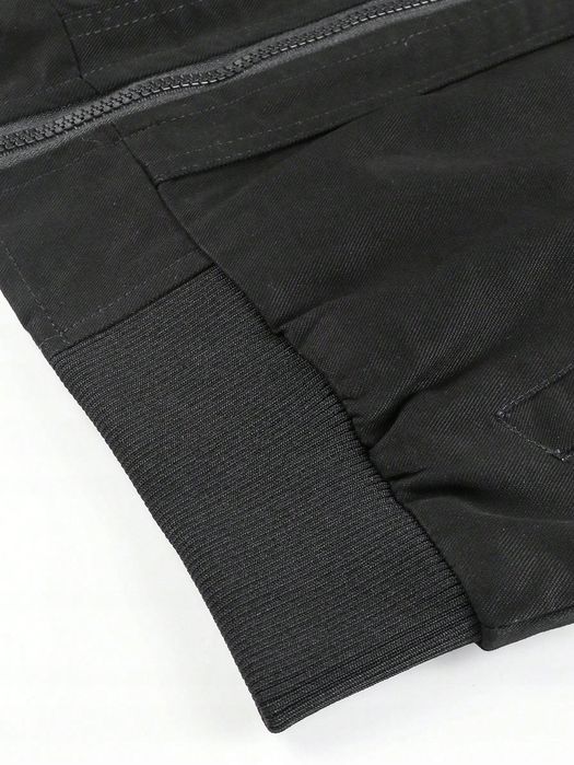 Kurtka Męska Przejściowa Ze Stójką Czarna Casual Shein Xxl