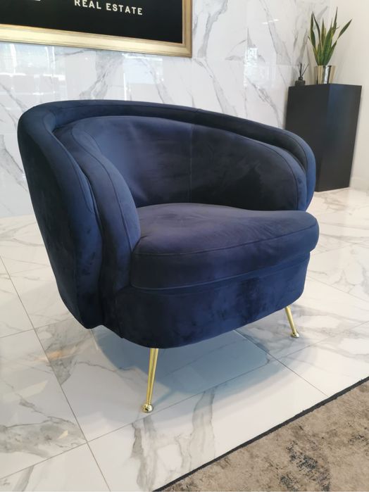 Sofa Pultrona Azul / Pes Dourados - Design