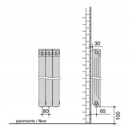 wulkan grzejnik aluminiowy h-500 boczny biały 15el. 578x1200