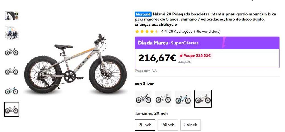 Bicicleta criança 5 aos 12 anos nova - roda 20"