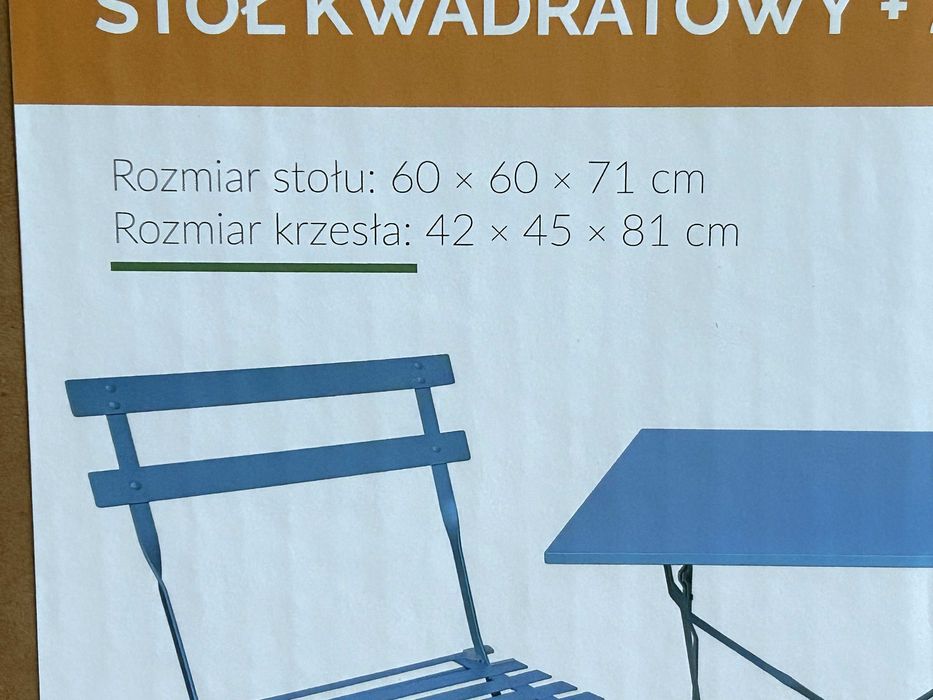Zestaw mebli ogrodowych metal GardenLine niebieski 3 elementy - NOWY