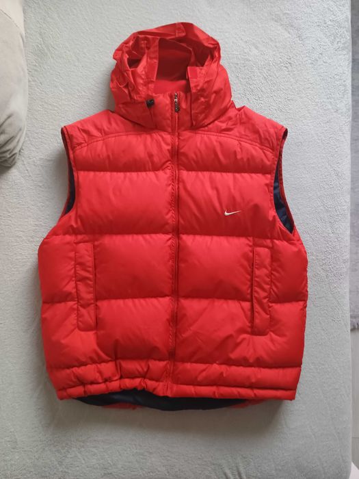 Męska puchowa kamizelka bezrękawnik Nike vintage rozmiar L, czerwony