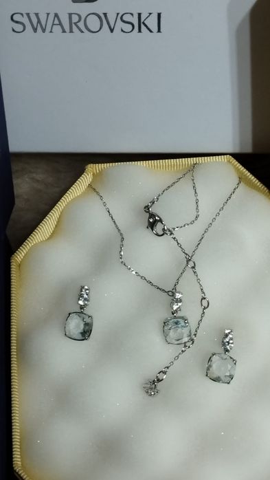 Swarovski zjawiskowy Oryginalny kolczyki naszyjniki zestaw duże oczko