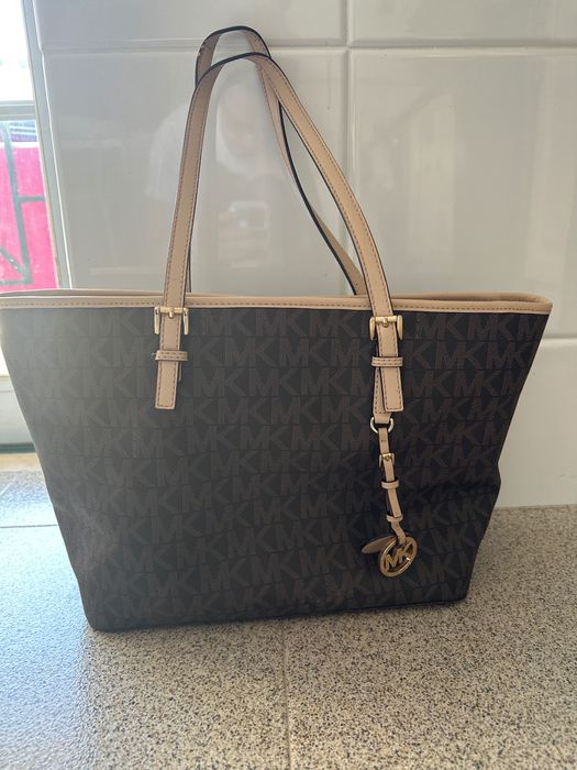 Mala Michael Kors Jet Set Travel Tote Original – Castanho/Bege