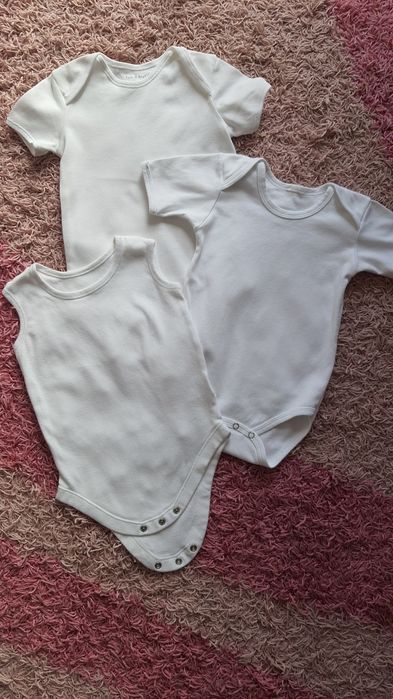 3-pak biale body rozm. 92/98 + 3-pak białe body rozm. 98