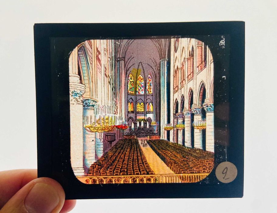 8 slides em vidro para lanterna mágica