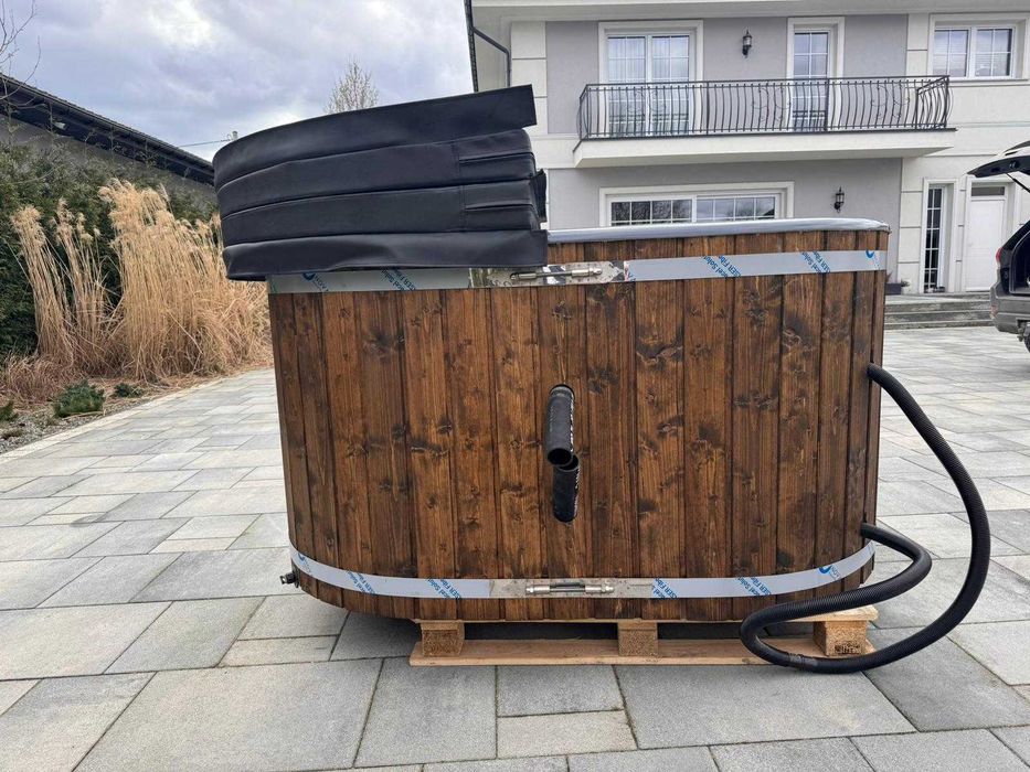 Balia ogrodowa Ofuro dwuosobowa jacuzzi hydromasaż bania piec drewno