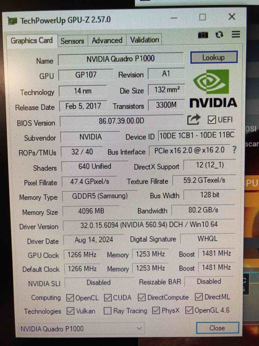 Відеокарта на 4 монітора Quadro P1000 4Gb GDDR5 128Bit