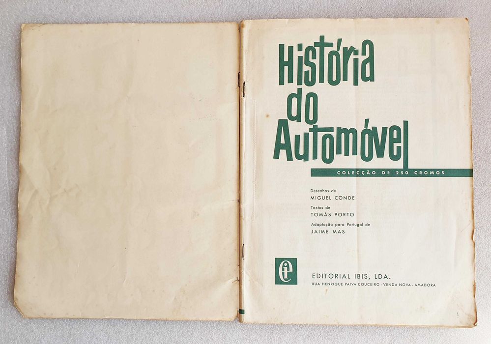Antiga Caderneta Completa ~ "HISTÓRIA do AUTOMOVEL" ~ IBIS 1961