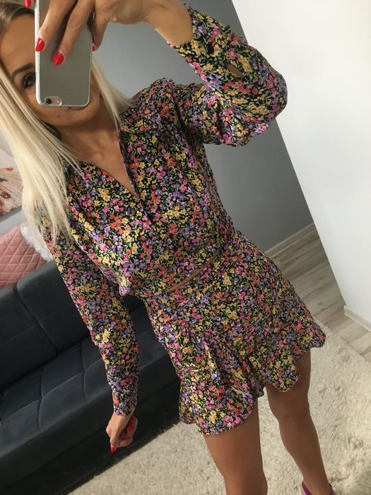 Kompet w kwiaty zara spodnica plus bluzka r 36
